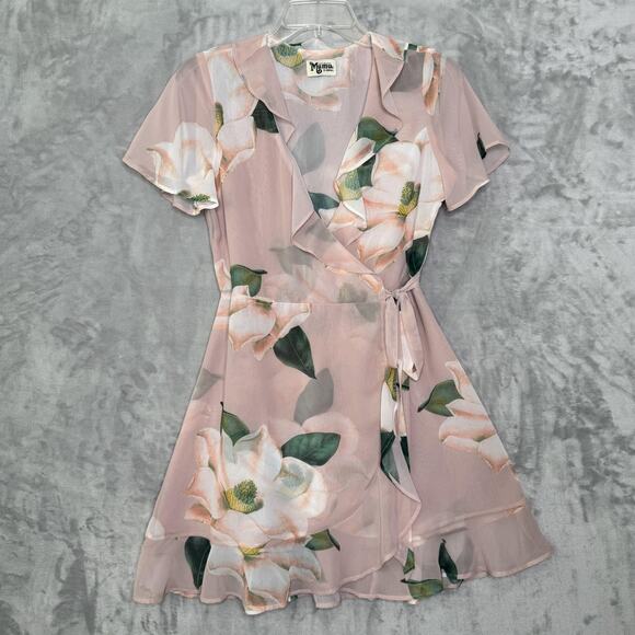 Show Me Your MuMu Dresses & Skirts - Show Me Your Mumu Dress Womens XS Peach Floral Winnie Wrap Short USA Polyester